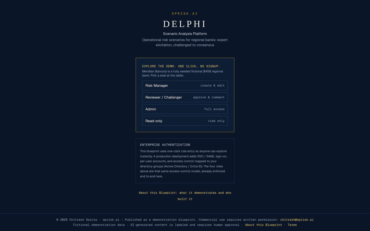 DELPHI demo-role entry screen